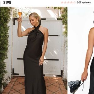 Show Me Your Mumu - Jasmine Halter Maxi Dress XXS Black Satin